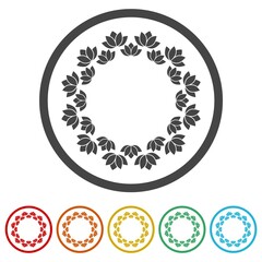 Lotus flowers design elements. Set icons colorful