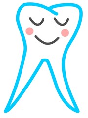 Simple happy smiling tooth line icon isolated. Illustration of a tooth with smile.