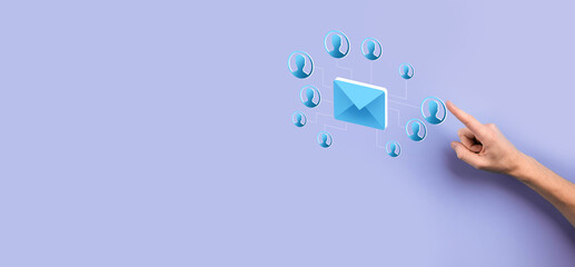 Email and user icon,sign,symbol marketing or newsletter concept, diagram.Sending email.Bulk...