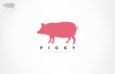 Pig logo. Animal vector illustration. Piggy.