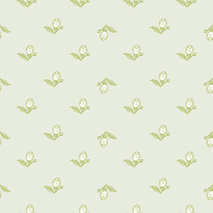 Seamless pattern engraved lemon on branch with leaves. Vintage background lime growing on twig in hand drawn style.
