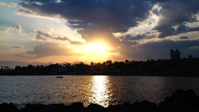 sunset at Yakamoz beach, Antalya, Turkey