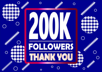 Thank you 200000 followers celebration blue and white modern design