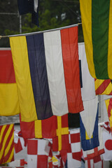 Bunting on May Day at Padstow Cornwall