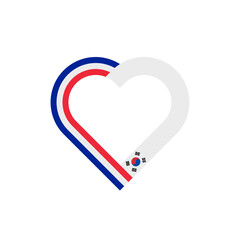 heart outline icon of france and south korea flags. vector illustration isolated on white background
