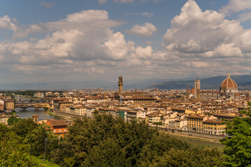 Obraz premium View of the city of Florence in Italy with cathedral and municipal palace tower 