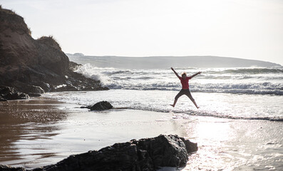 Boy enjoying the seaside of Cornwall, UK