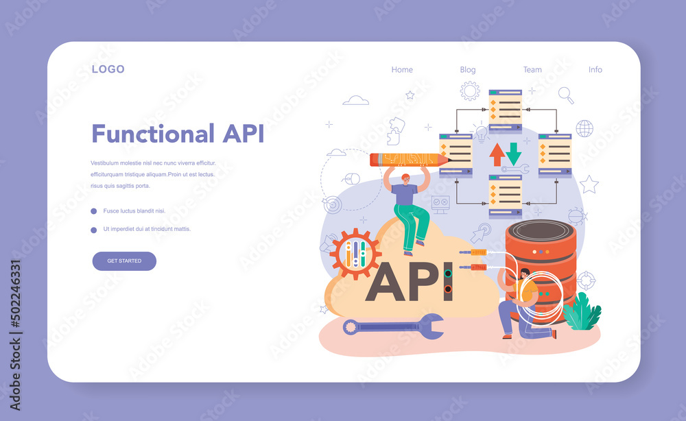 Sticker back end development web banner or landing page. software development