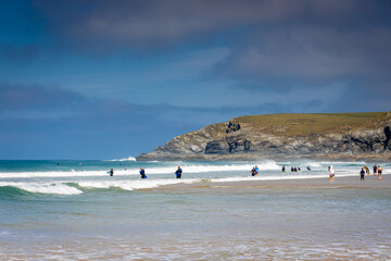 Seaside of Holywell bay in Cornwall