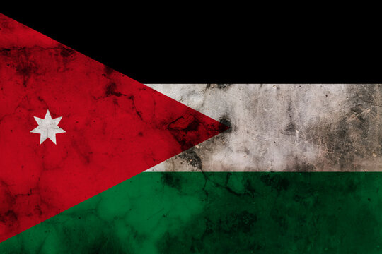 Old grunge flag of Jordan desing symbol