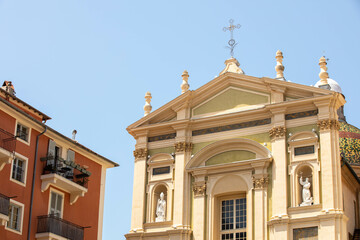 french style cathedral, old town in south france 