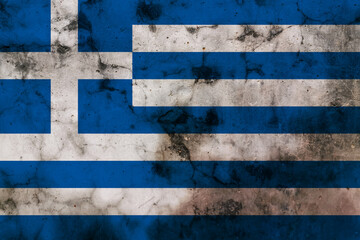 Old grunge flag of Greece desing symbol
