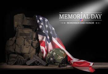 Greeting card for Memorial Day .USA celebration. Concept - patriotism, protection, remember ,honor...