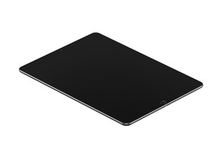 Black tablet computer on a white background