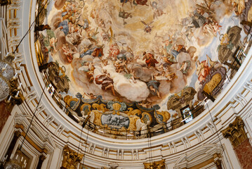 Interior of the Basilica of Our Lady of the Desamparados in Valencia, Spain. Interior of the Basilica of Our Lady of the Forsaken in Valencia, Spain. Detail of the frescoes in the dome.