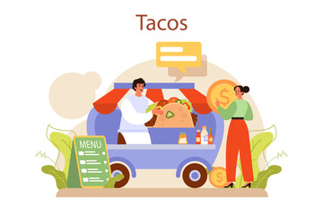 Tacos. Traditional mexican fast-food with meat and vegetable