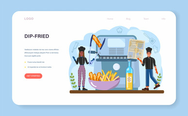 Fish and chips web banner or landing page. British deep-fried fish