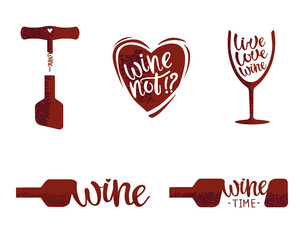 Cute vector of wine lettering set. Can be used for cards, flyers, posters, t-shirts.