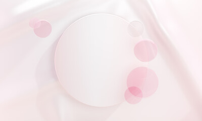 3d glass circle purple pink color background. 3d illustration rendering.
