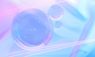 Abstract pink purple circle glass background 3D shape. 3D illustration rendering.
