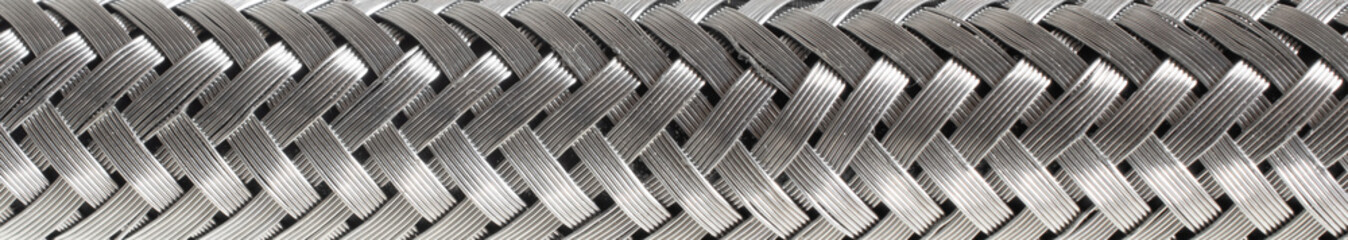 steel braided tube with a visible texture