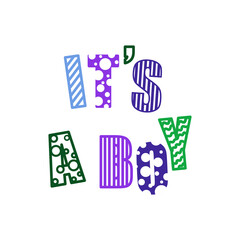 Its a boy or girl - baby shower invitation template. Calligraphic text in the hand-drawn female and male gender sign. Baby born announcement template.