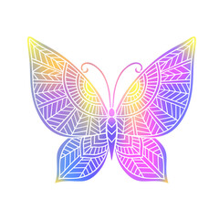 Butterfly Mandala. Vector zen decorative element.