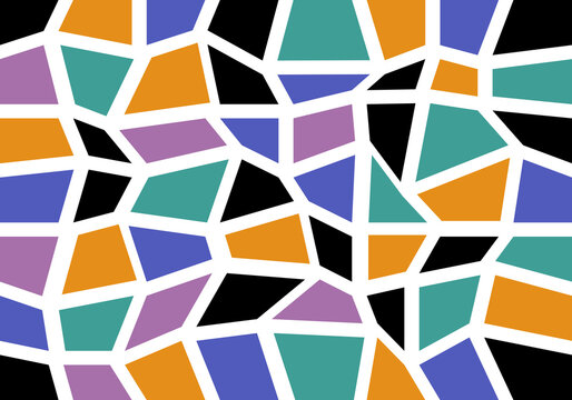 Fondo de trapecios en negro azul verde, morado, naranja y blanco