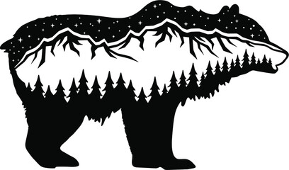 Bear svg, Fantasy Bear svg, cut file for cricut, Forest svg, Bear PNG, Mountains svg, eagles, brown bear svg, Grizzly svg, Bear silhouette