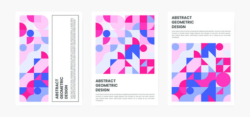 Fototapeta premium Geometric minimalistic artwork cover with shapes and figures. Abstract pattern design style for cover, web banner, landing page, business presentation, branding, packaging, wallpaper