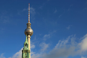 TV Tower and St Mary's church tower - Berlin, Germany