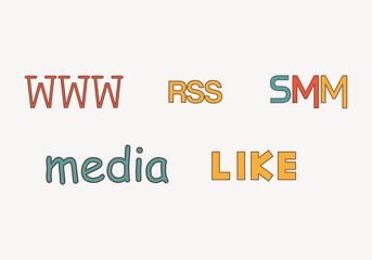 Set of text sign and diagram icons for social media marketing