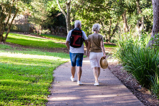 senior couple on nature walk