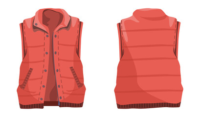 Puffer vest. Apparel for cold weather. Unisex clothes front © inspiring.team