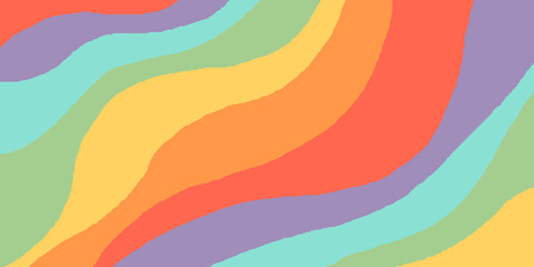 Cool Rainbow Groovy Background Vector Design. Abstract Funky Backdrop.