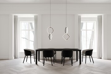 Minimalist Interior of dinning room 3D rendering