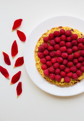 bright raspberry cake on a plate