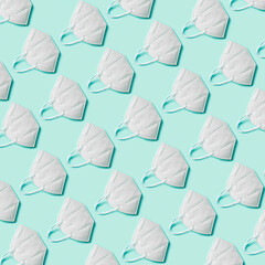 Pattern seamless of face-mask with blue background