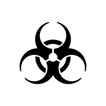 Danger biological contamination sign. Black symbol of intoxication with microbes and chemical fluids. Weapons of mass destruction and spread epidemics