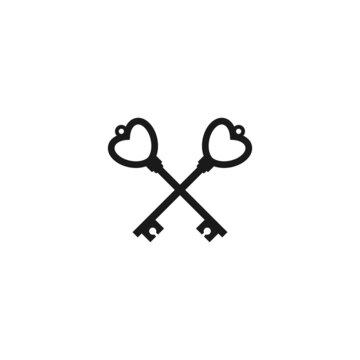 recommend clip art: Vintage crossed keys with heart icon. Mystery, clue and magic symbol. Unlock, hint, tint and secret concept. Home, house retro key