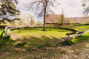 bench on the church grounds