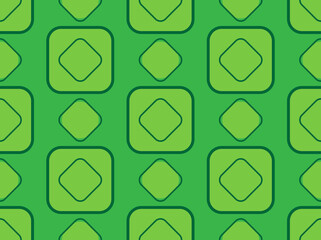 Geometric ornamental vector pattern. Green, rhombus seamless design texture.