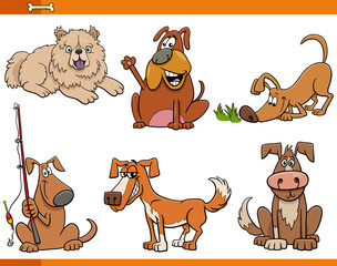 cartoon dogs and puppies animal funny characters set