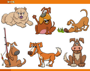 Fototapeta premium cartoon dogs and puppies animal funny characters set