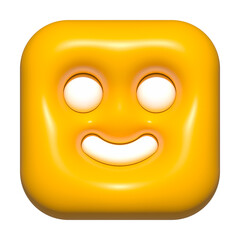 emoji face 3d icon yellow, emoji square face