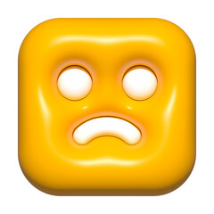 emoji face 3d icon yellow, emoji square face