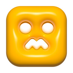 emoji face 3d icon yellow, emoji square face