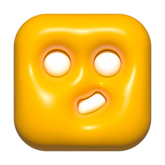 emoji face 3d icon yellow, emoji square face