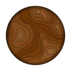 Vector illustration. brown planet. Planet in space. Layer upon layer. Paper Cut