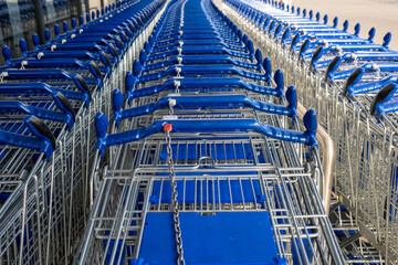 shopping carts in a supermarket